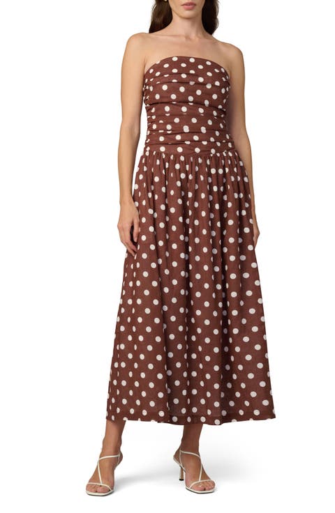 The Reina Linen Blend Strapless Maxi Dress