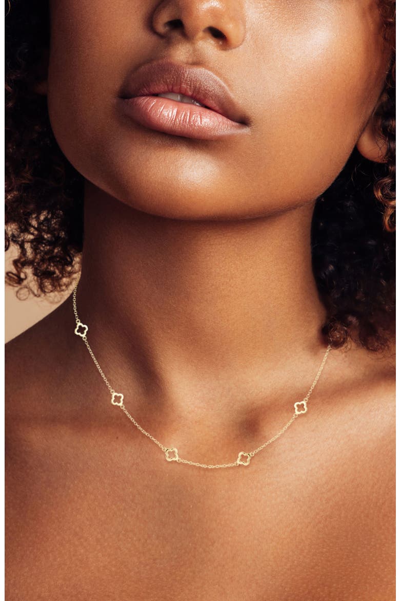 Clover Station Necklace, Alternate, color, GOLD