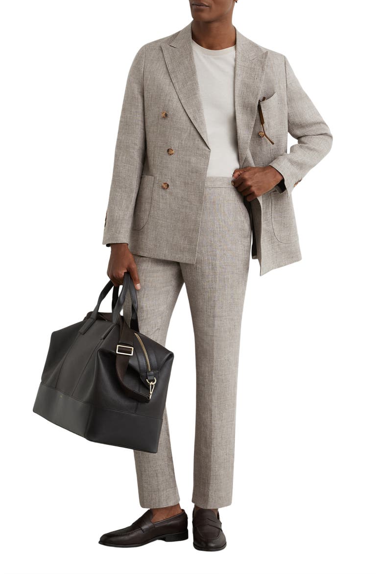 Amore Linen Tailored Fit Suit Pants, Alternate, color, TAUPE BROWN