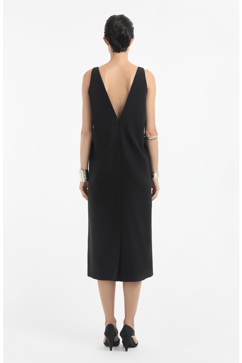 V-Neck Dress in Cotton, Alternate, color, Black