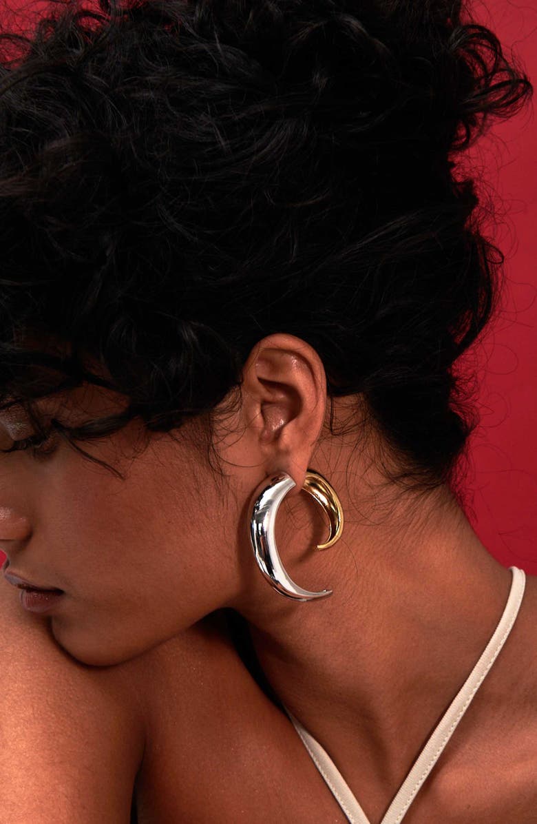 DEMARSON Kiki Mixed Metal Convertible Earrings, Alternate, color, Gold/Silver