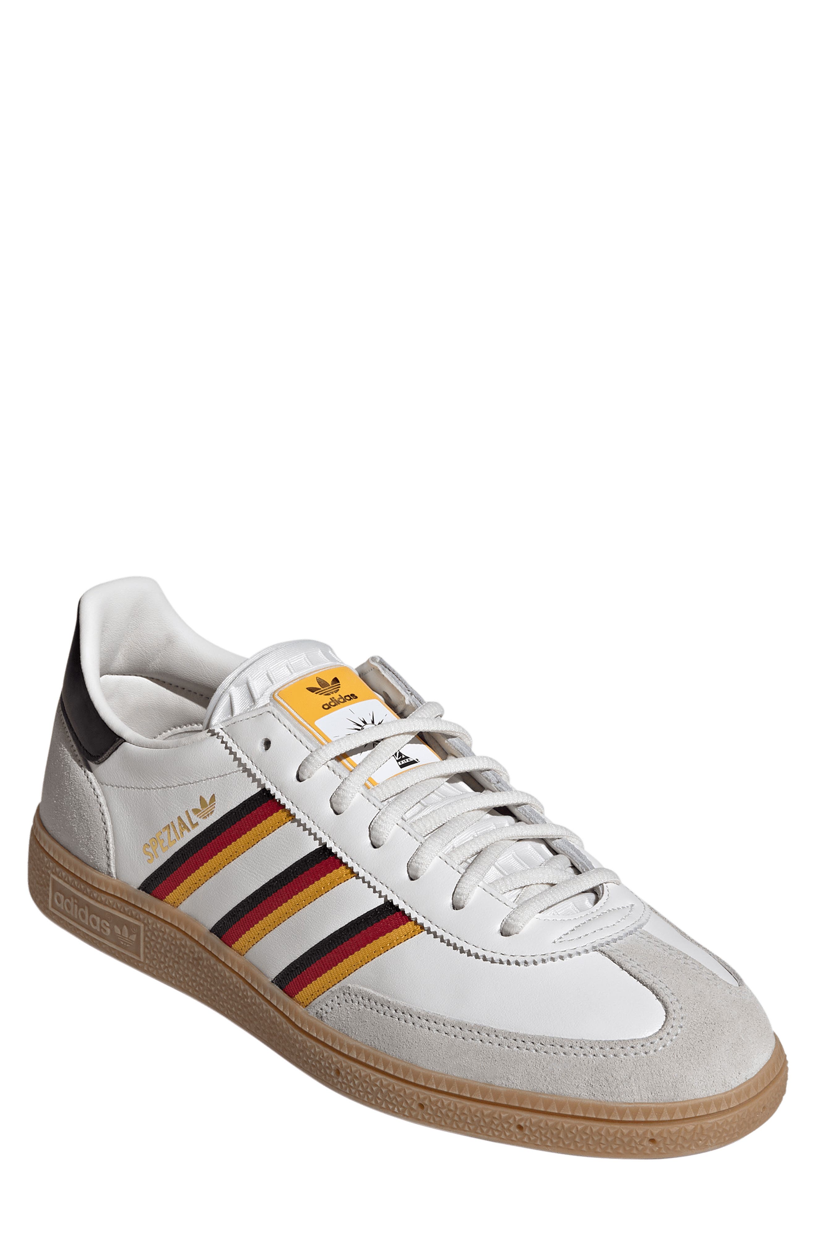 adidas Gender Inclusive Handball Spezial Sneaker, Main, color, Cloud White/ Yellow/ Red
