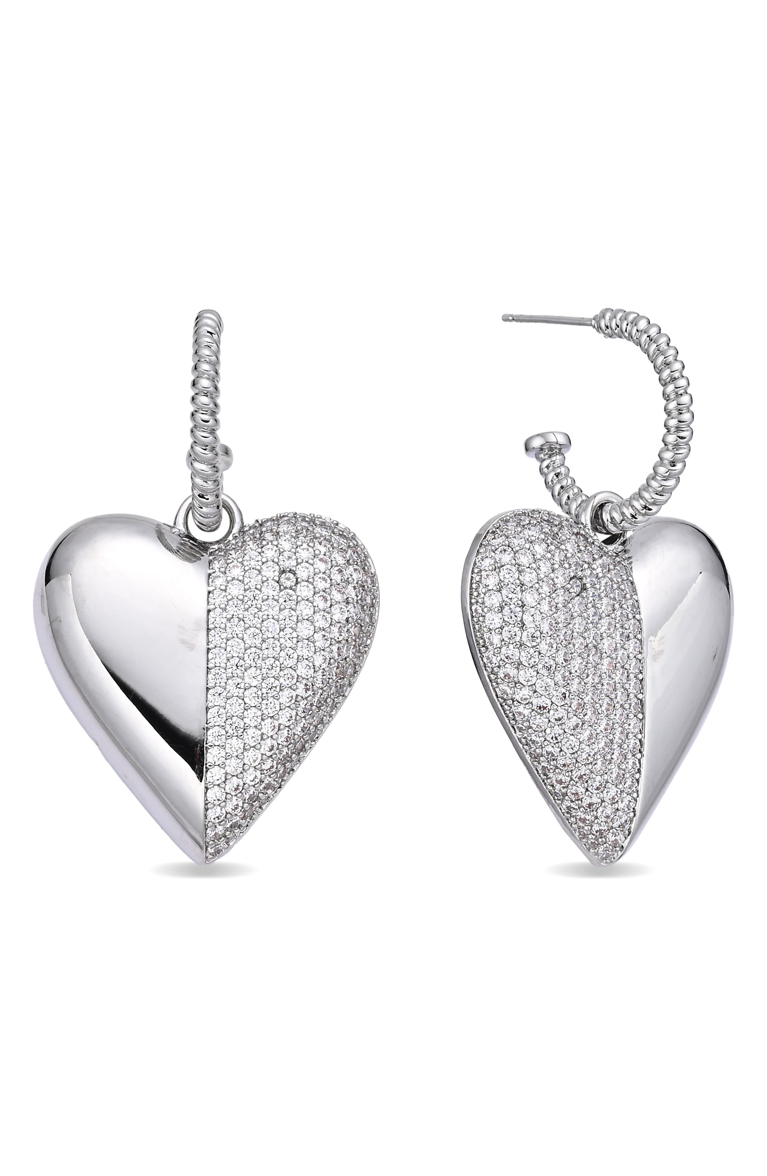 EYE CANDY LOS ANGELES Helena Cubic Zirconia Heart Drop Earrings