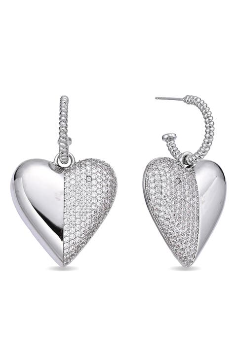 Helena Cubic Zirconia Heart Drop Earrings
