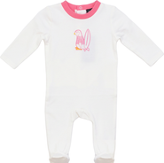 Puddles Surfing Sunday Penguin Long Sleeve Covered Feet Romper