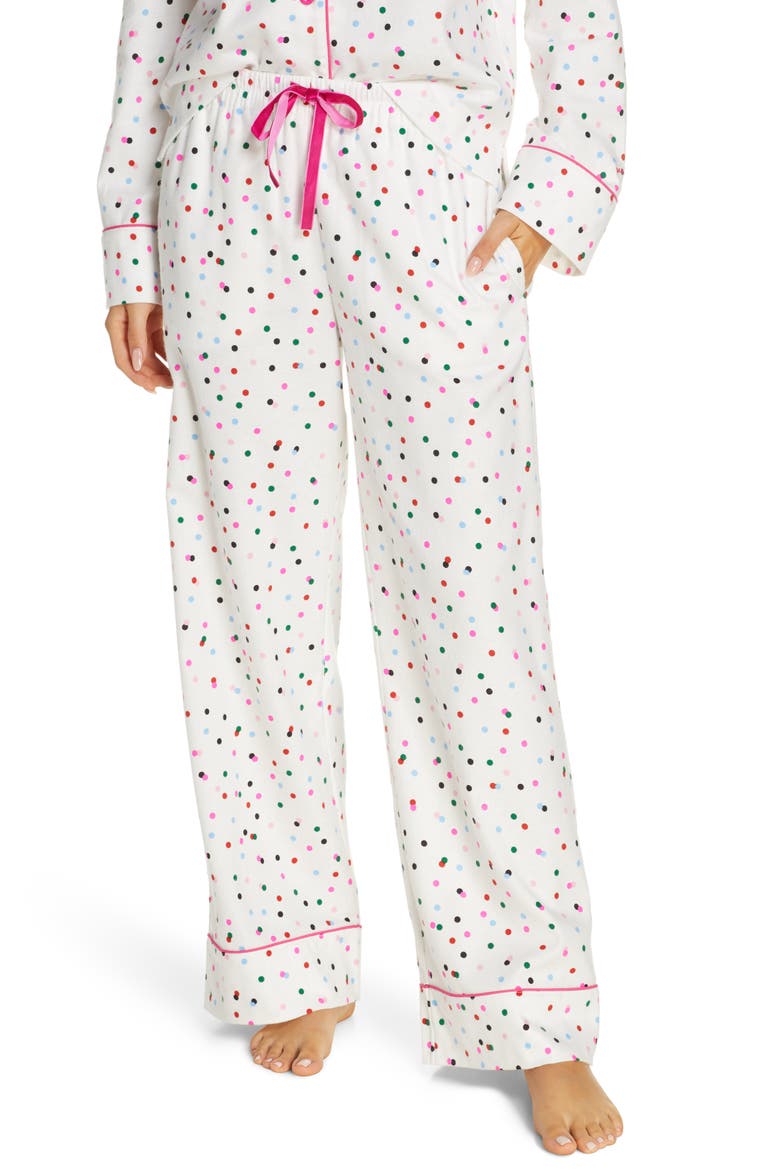 Party Dots Flannel Pajama Pants, Main, color, IVORY
