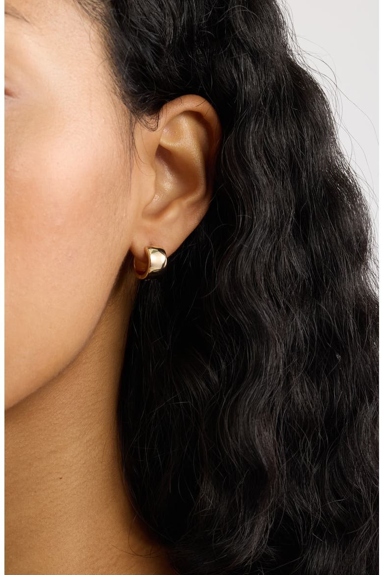 Set of 2 Huggie Hoop Earrings, Alternate, color, GOLD