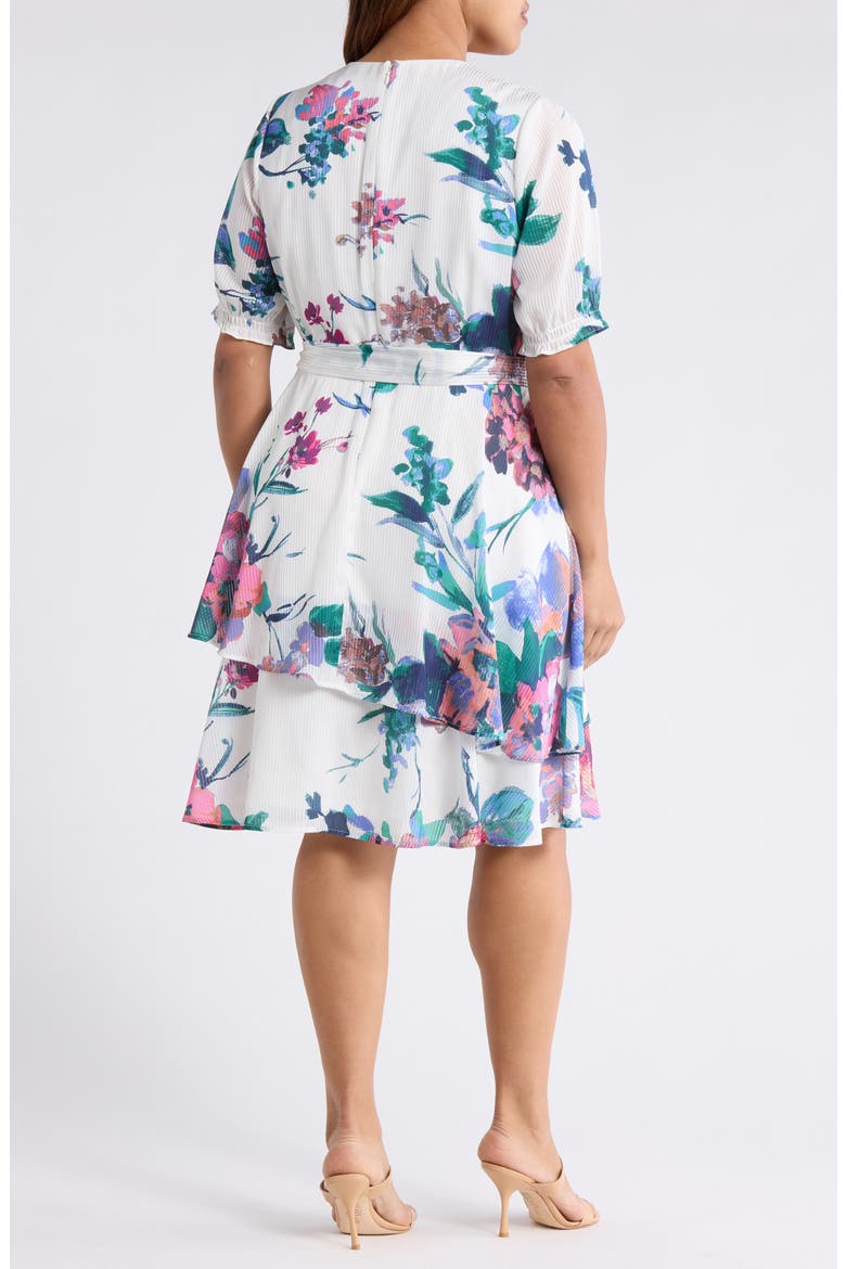 Shadow Stripe & Floral Print Dress, Alternate, color, IVORY FLORAL