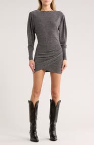 Isabel Marant Étoile Benedicte Long Sleeve Metallic Knit Minidress
