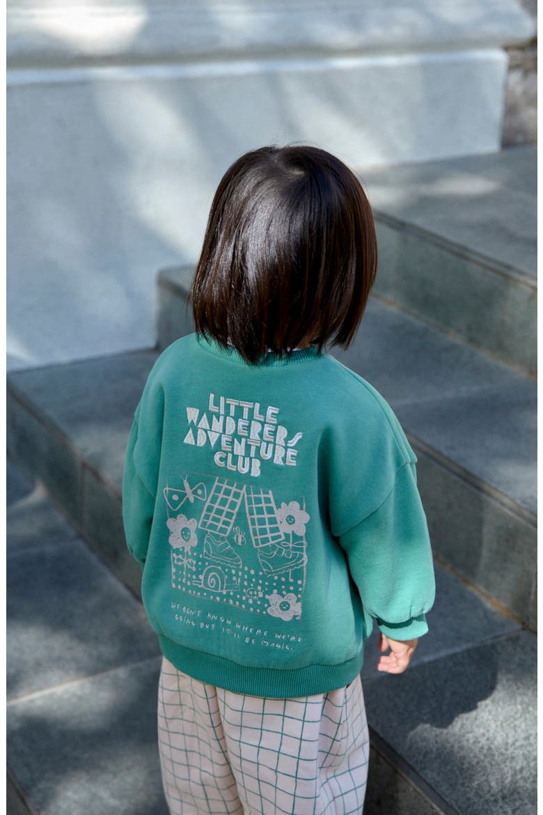 Kids' Little Wanderers Club Sweatshirt & Barrel Pants Set, Alternate, color, GREEN