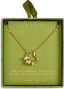 Leith Cubic Zirconia & Faux Pearl Rondelle Charm Heart Pendant Necklace