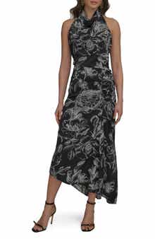 Donna Karan New York Floral Asymmetric Hem Maxi Dress
