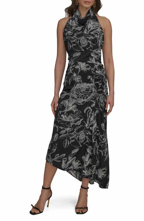Donna Karan New York Floral Asymmetric Hem Maxi Dress