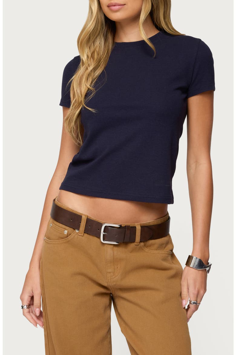 Natalie Stretch Cotton T-Shirt, Main, color, NAVY