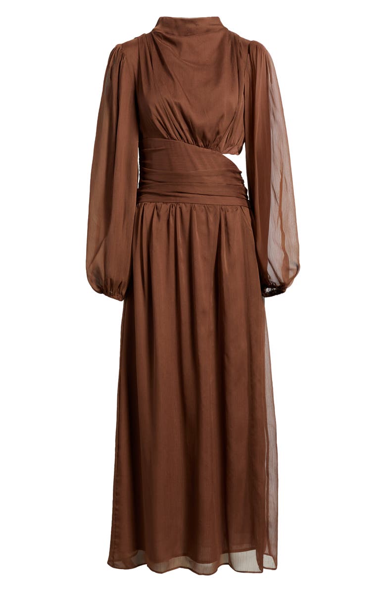 Petal & Pup Neveah Long Sleeve Maxi Dress, Alternate, color, Chocolate