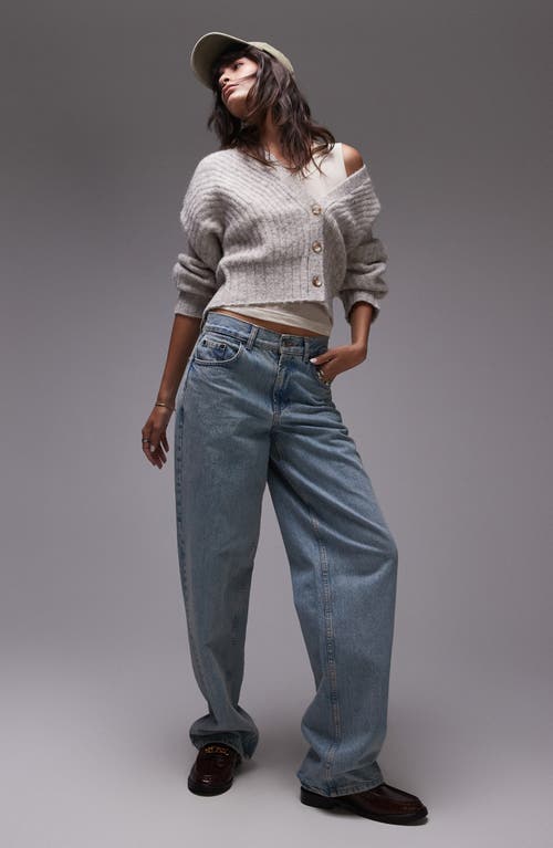 TOPSHOP TOPSHOP V-NECK RIB CROP CARDIGAN