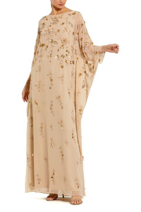 Women's Floral Embellished Trapeze Gown