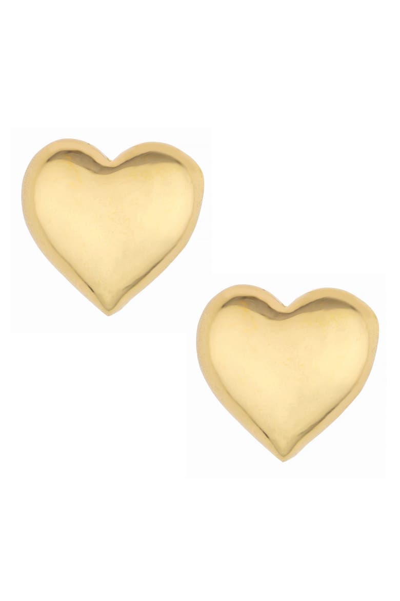 Puffy Heart Stud Earrings, Main, color, GOLD