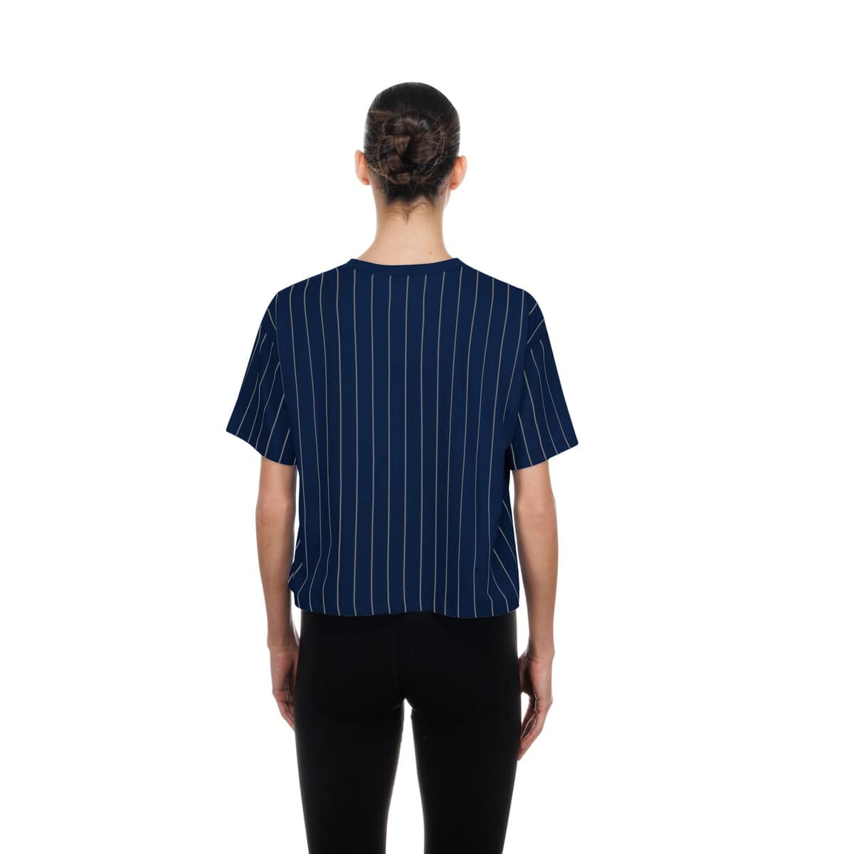 Women's New Era  Navy New York Yankees Throwback Meshback Pinstripe Boxy T-Shirt - image 2