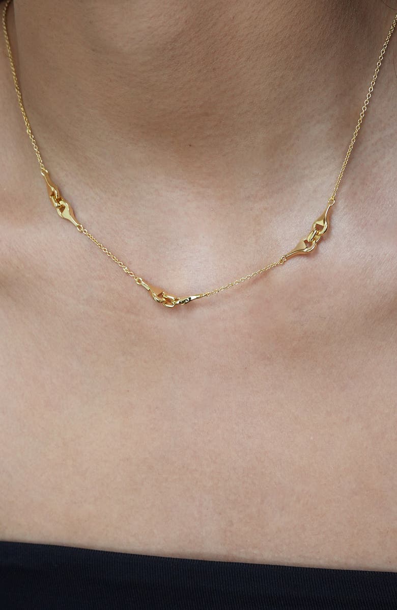 Argento Vivo Sterling Silver Mini Equestrian Station Necklace, Alternate, color, Gold