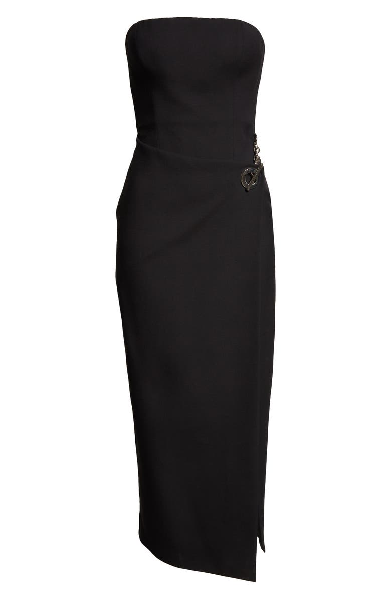 Brandon Maxwell The Nina Hardware Detail Strapless Wool & Silk Blend Column Dress, Alternate, color,