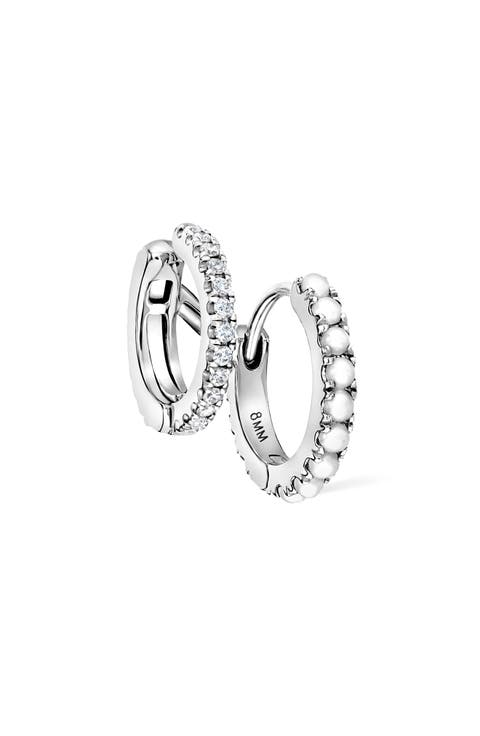 Pearl & Diamond Double Eternity Linked Hoop Earring & Cuff
