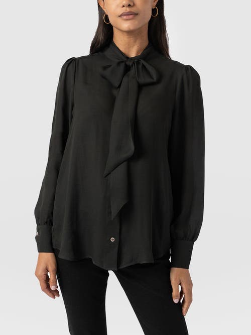Saint + Sofia Paxton Pussybow Blouse In Black