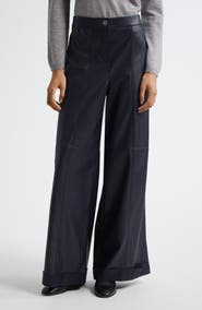 MM by Max Mara Marina Faux Leather Wide Leg Pants