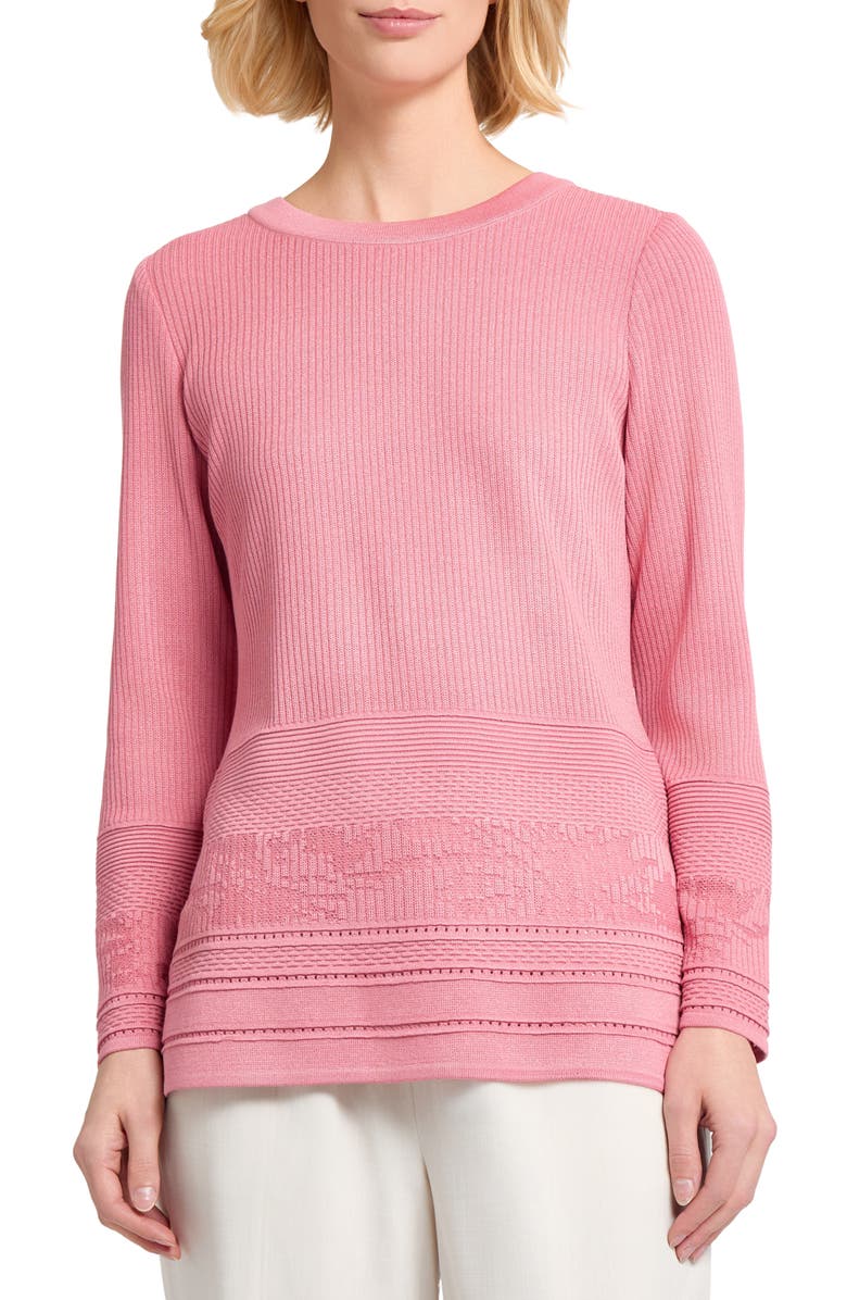 Misook Mixed Stitch Relaxed Fit Sweater, Main, color, Honey Suckle