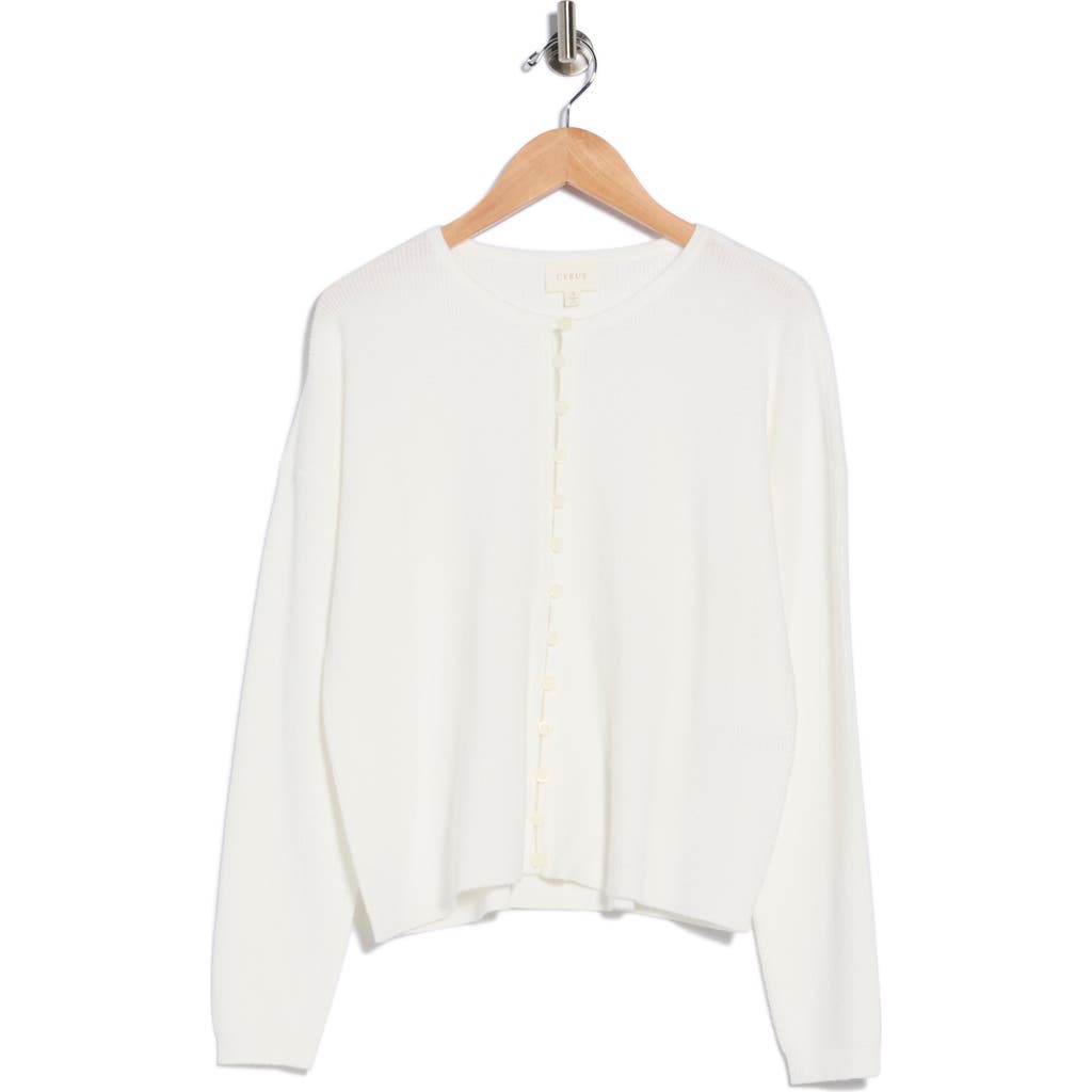 Cyrus Crewneck Button Front Cardigan In White