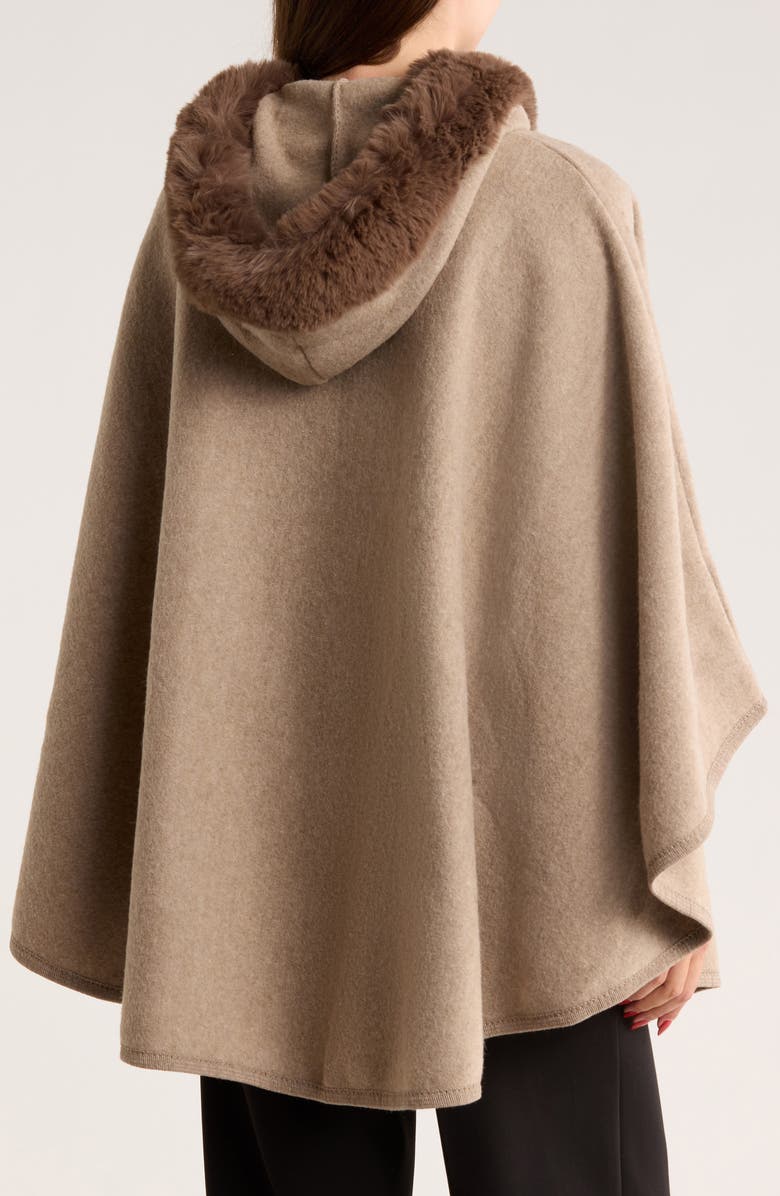 Nanette Lepore Hooded Faux Fur Ruana, Alternate, color, Camel