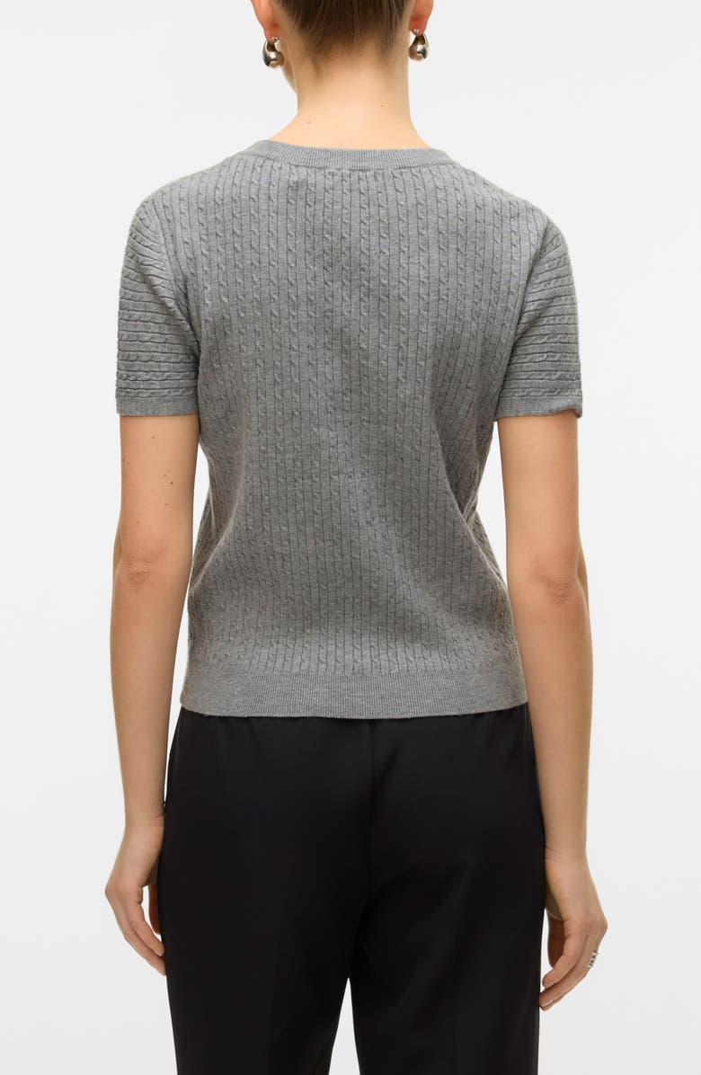 VERO MODA Mirla Short Sleeve Cable Knit Sweater, Alternate, color, Medium Grey Melange