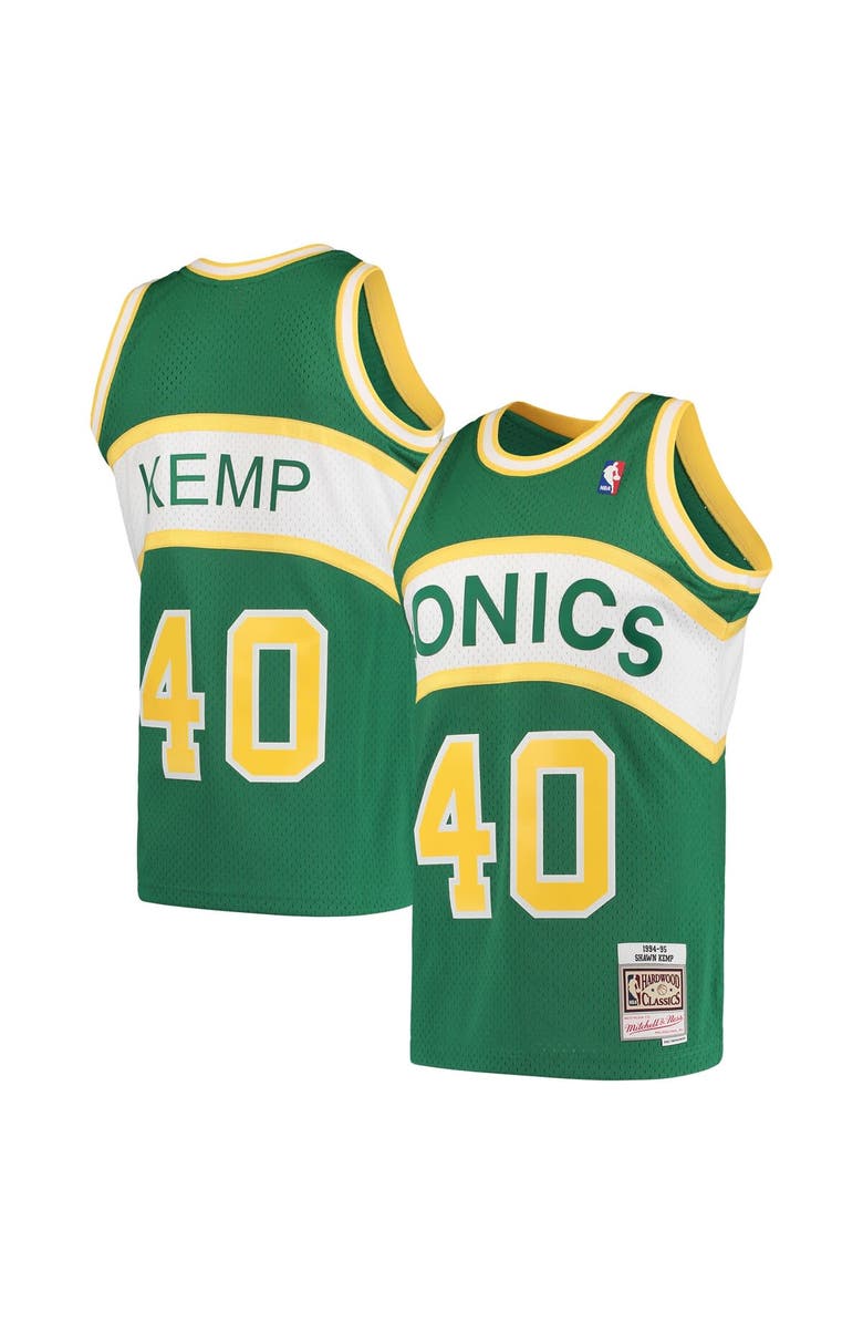 Mitchell & Ness Men's Mitchell & Ness Shawn Kemp Green Seattle SuperSonics Hardwood Classics 1994-95 Swingman Jersey, Main, color, Green