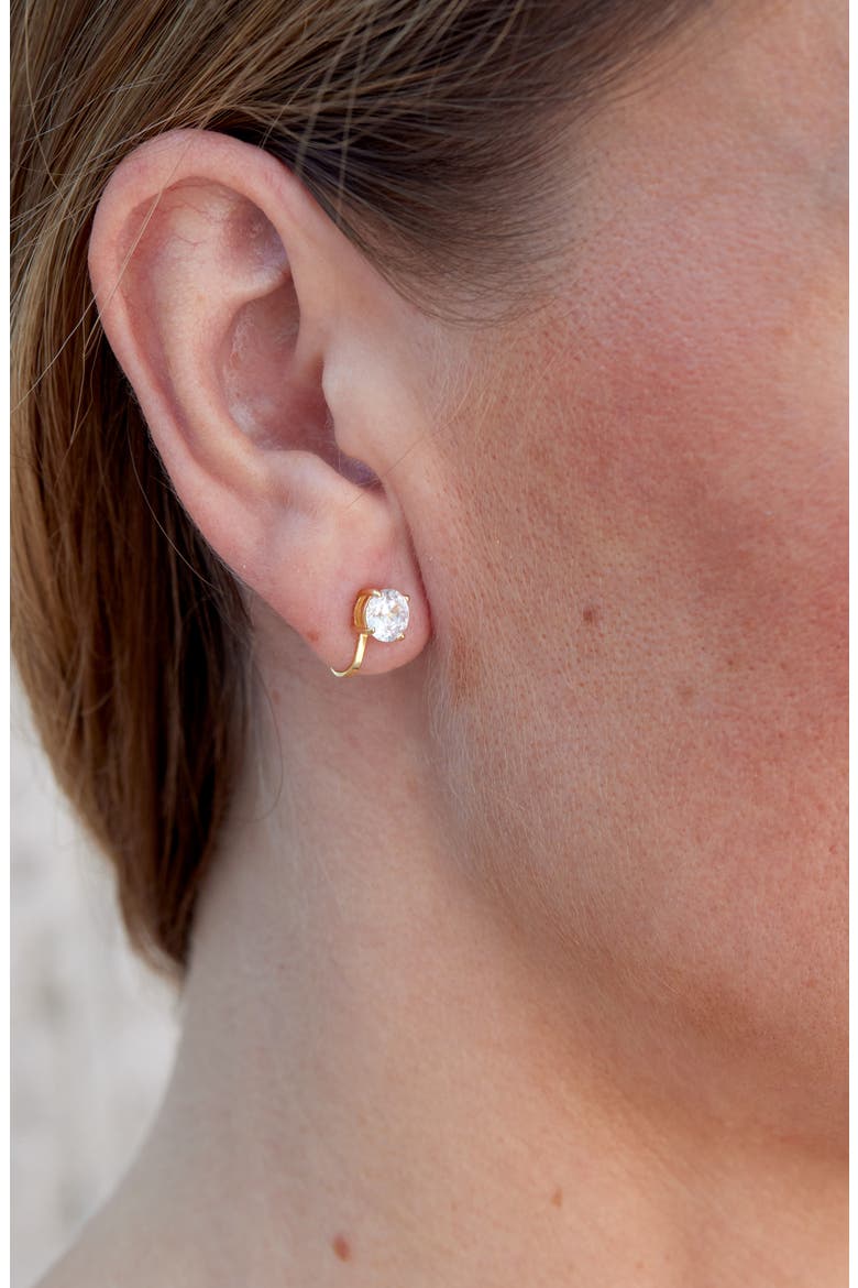 Cubic Zirconia Clip-On Stud Earrings, Alternate, color, GOLD
