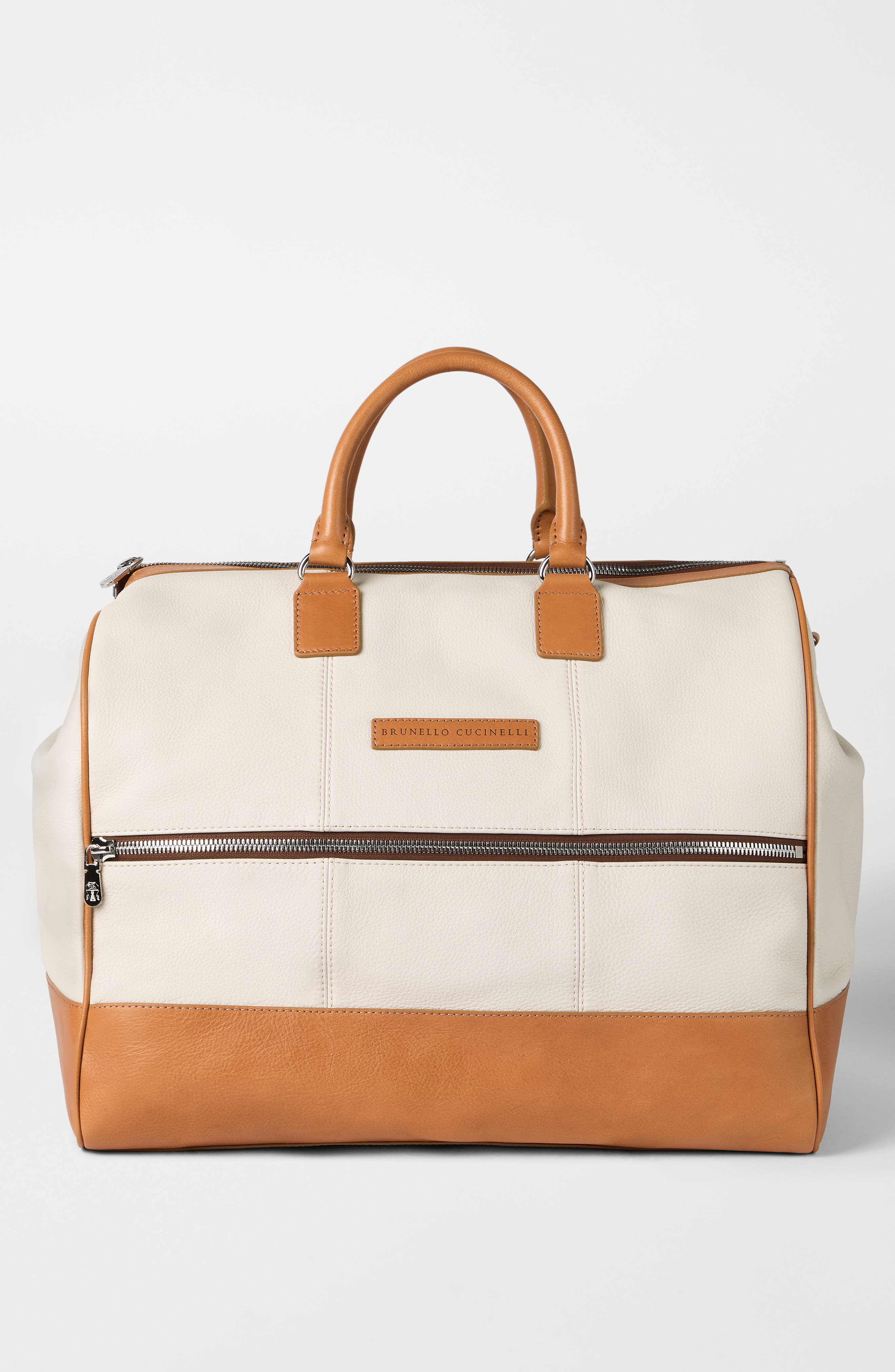 Brunello Cucinelli Calfskin and cowhide bag, Alternate, color, Ivory