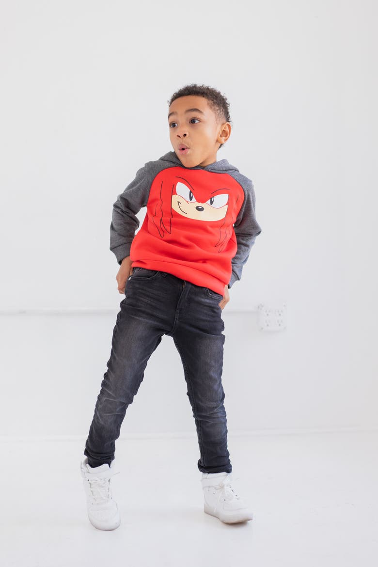 Sonic the Hedgehog Fleece Pullover Hoodie, Alternate, color, Knuckles Red Charcoal