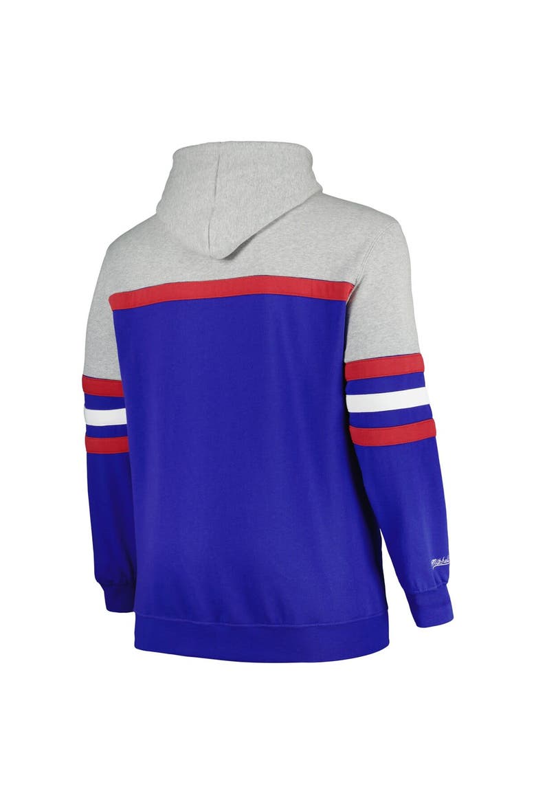 Men's Mitchell & Ness  Heather Gray/Royal Buffalo Bills Big & Tall Head Coach Pullover Hoodie, Alternate, color, Heather Gray