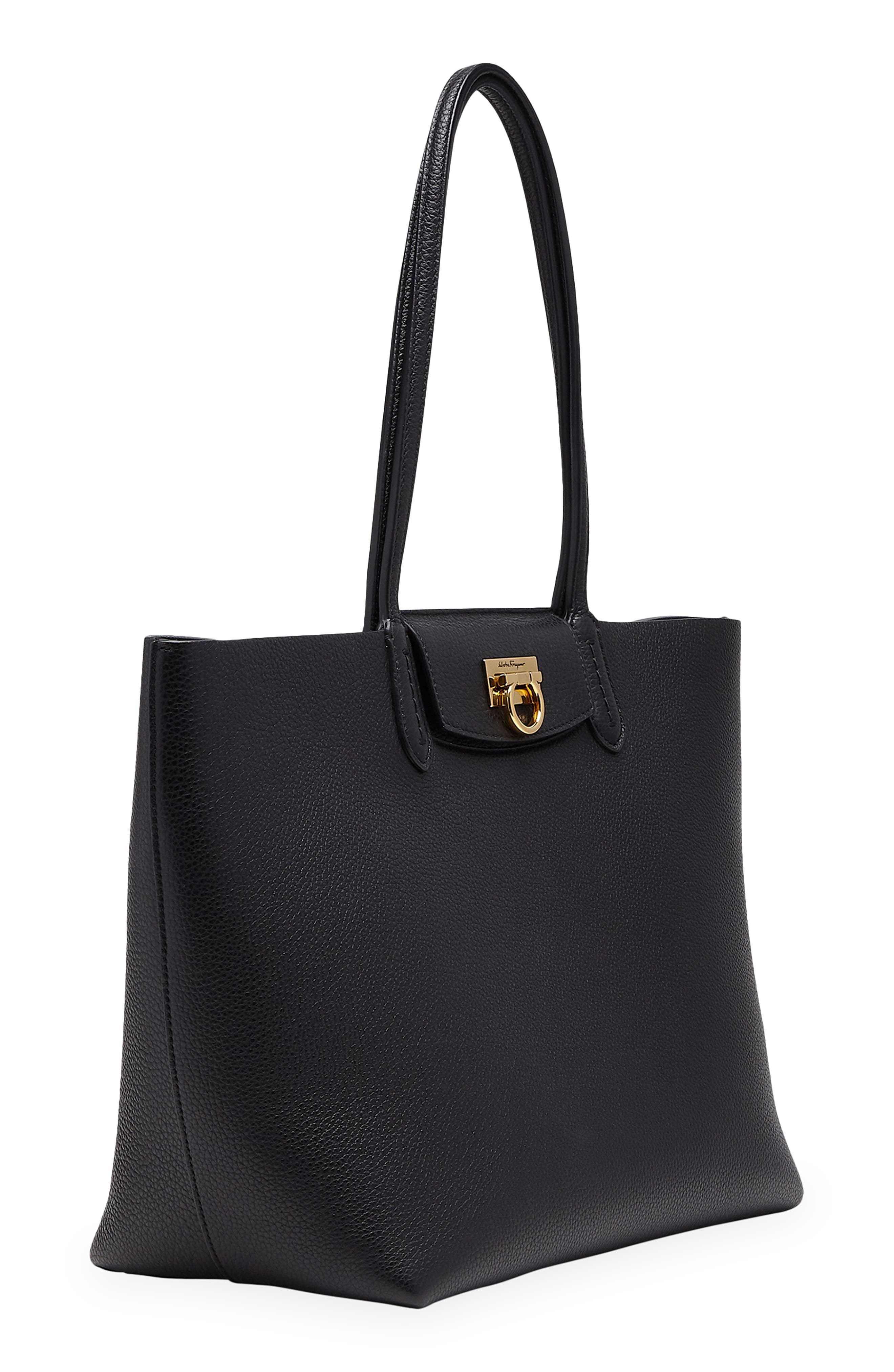 FERRAGAMO Travel Leather Tote, Alternate, color, 