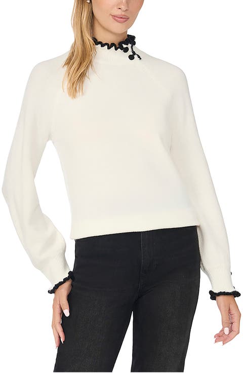Ruffle Mock Neck Sweater