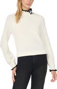 CeCe Ruffle Mock Neck Sweater