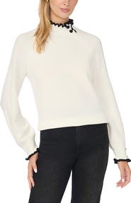 CeCe Ruffle Mock Neck Sweater