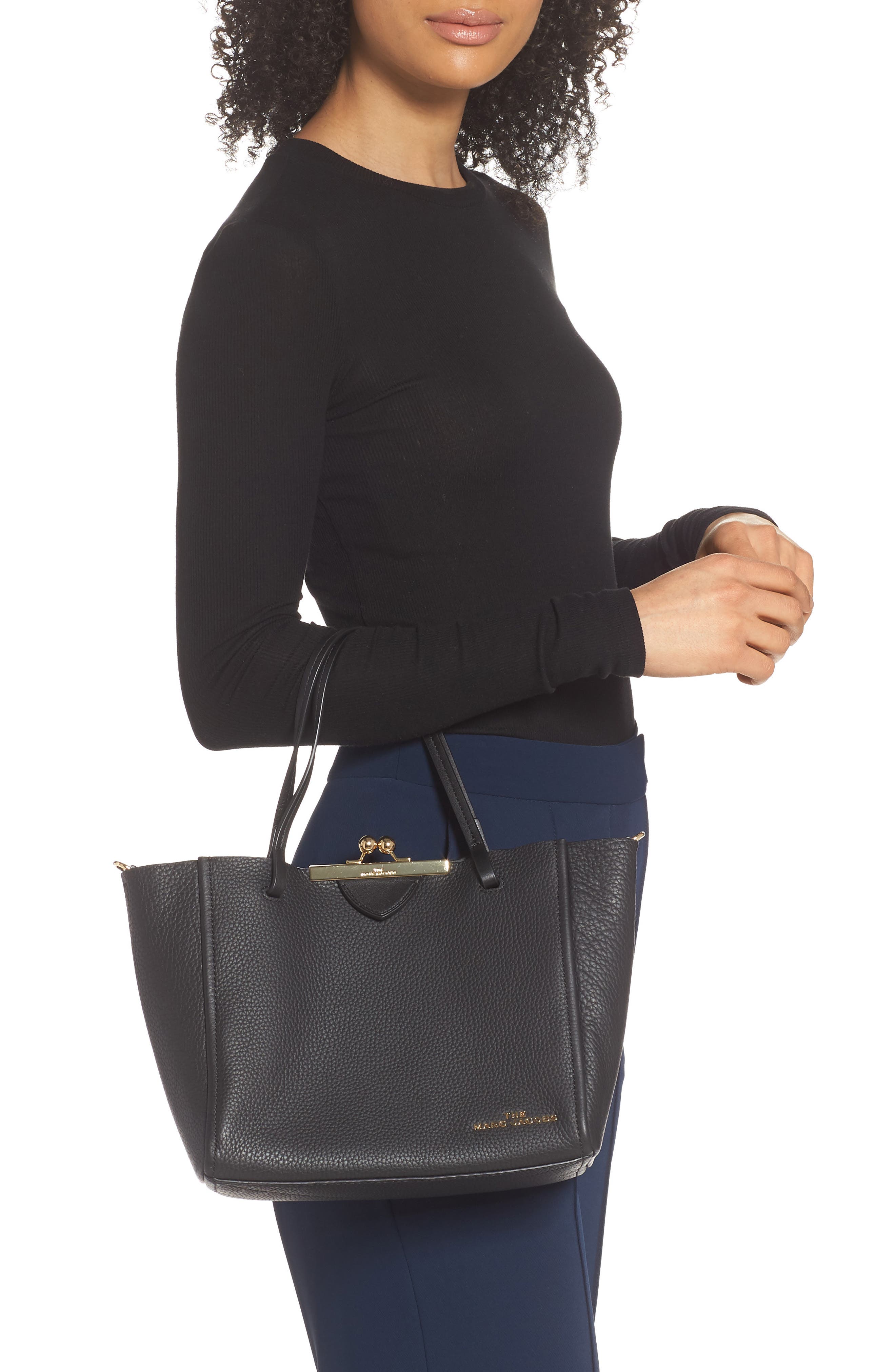 The Marc Jacobs The Kiss Lock Mini Leather Tote, Alternate, color, 