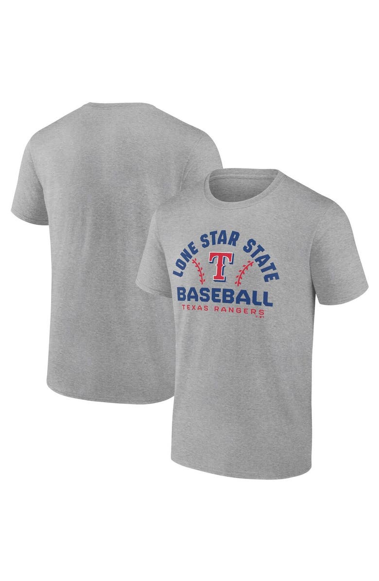 FANATICS Men's Fanatics Branded Heathered Gray Texas Rangers Iconic Go for Two T-Shirt, Main, color,