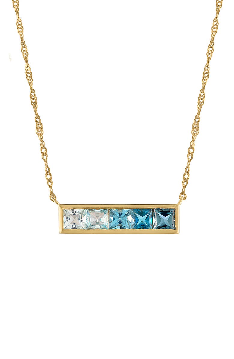 FZN 14K Gold Over Silver Blue Topaz Bar Necklace, Main, color, 