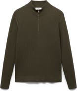 MANGO Rib Quarter Zip Sweater