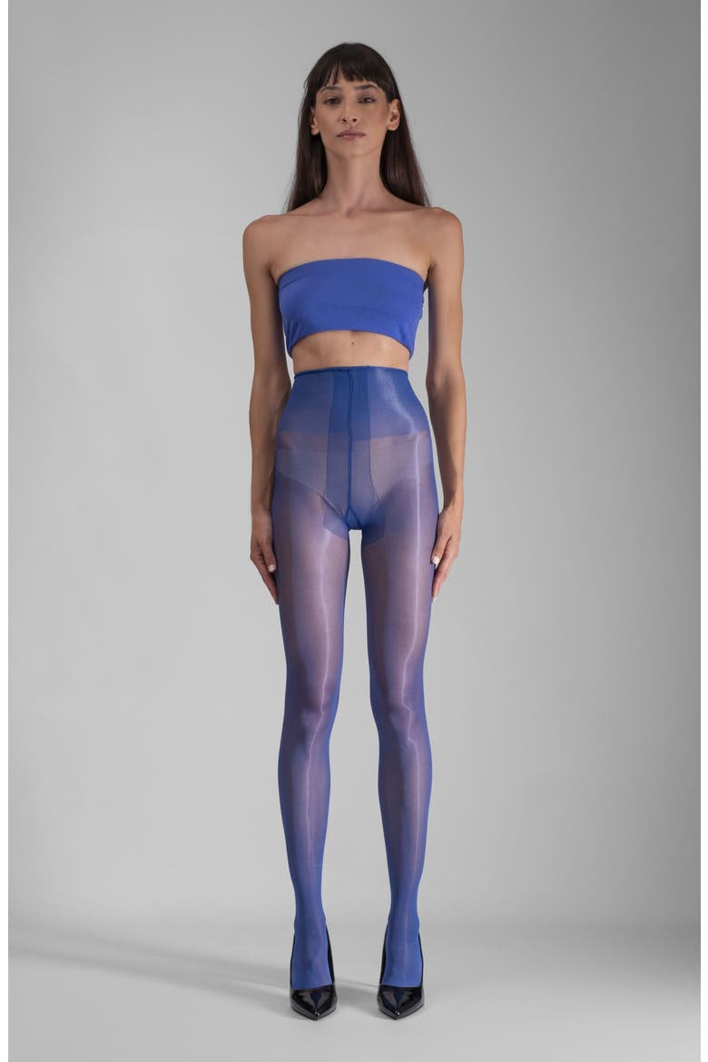 Lustrous Silky Shiny 40-Denier Semi-Opaque Tights, Alternate, color, BLUE