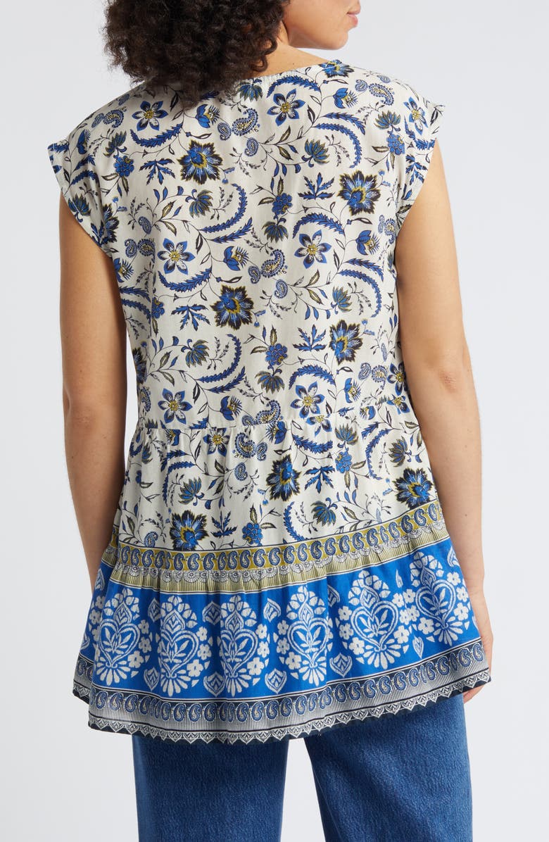 beachlunchlounge Jessa Border Print Cotton Top, Alternate, color, Ibiza Floral