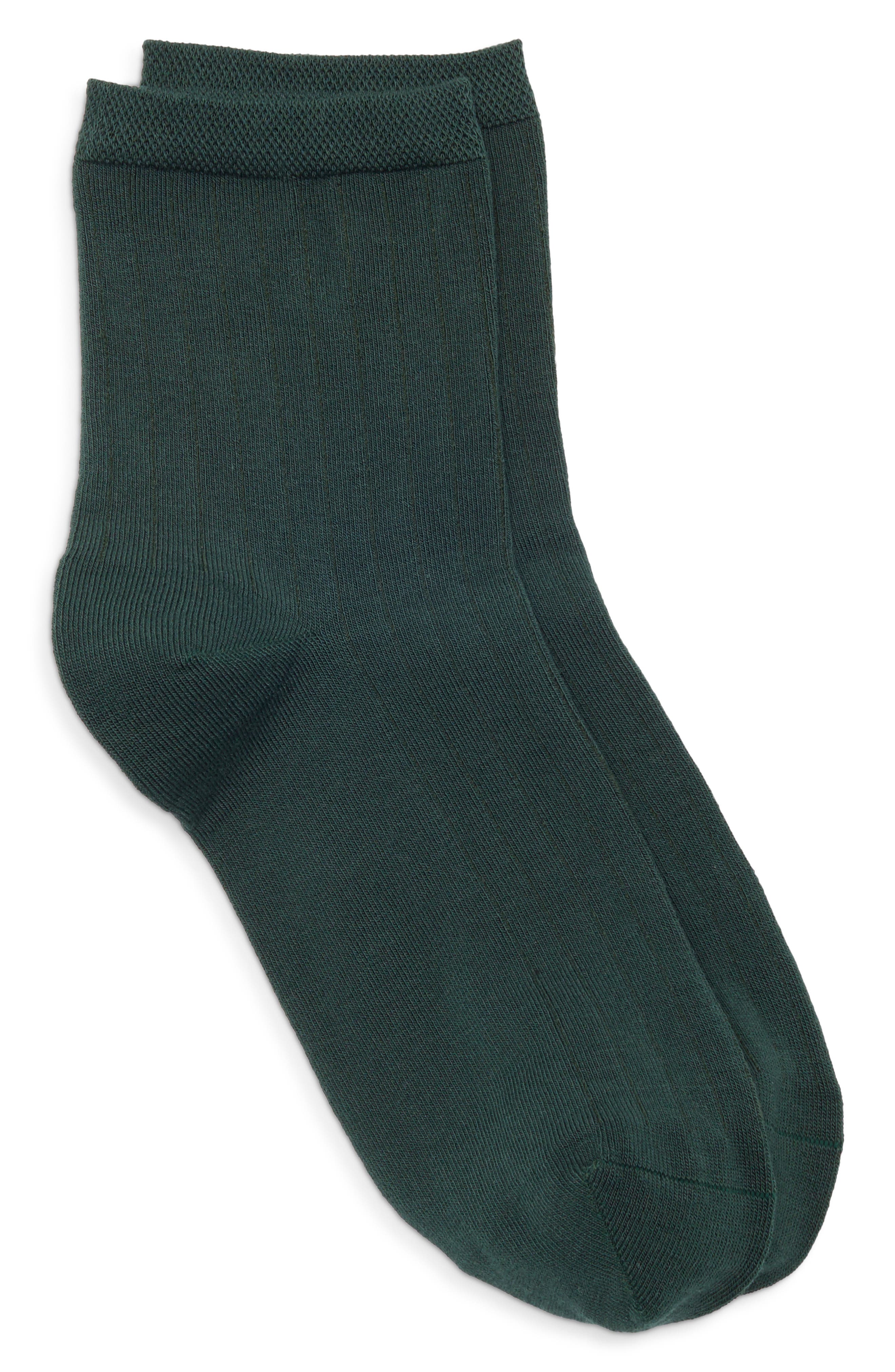 Nordstrom Wide Rib Ankle Socks In Green Gables