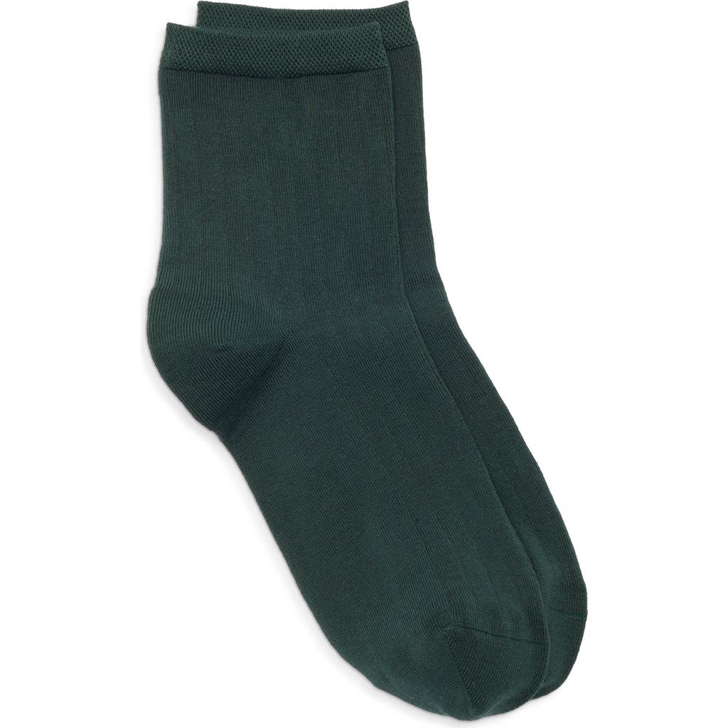 Nordstrom Wide Rib Ankle Socks In Green Gables
