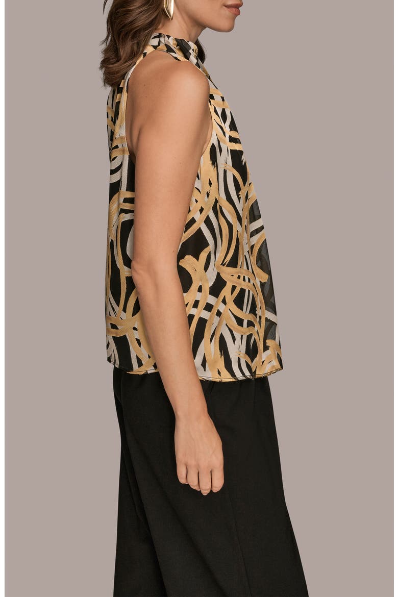 Cowl Neck Sleeveless Shirt, Alternate, color, BLACK/ FAWN